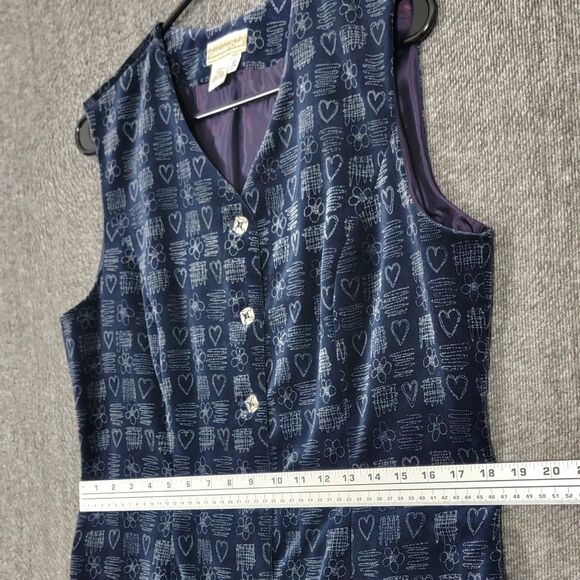 Coldwater Creek Dress Womens 12 Blue Velvet Hearts Print Sleeveless V Neck Midi - Picture 6 of 12